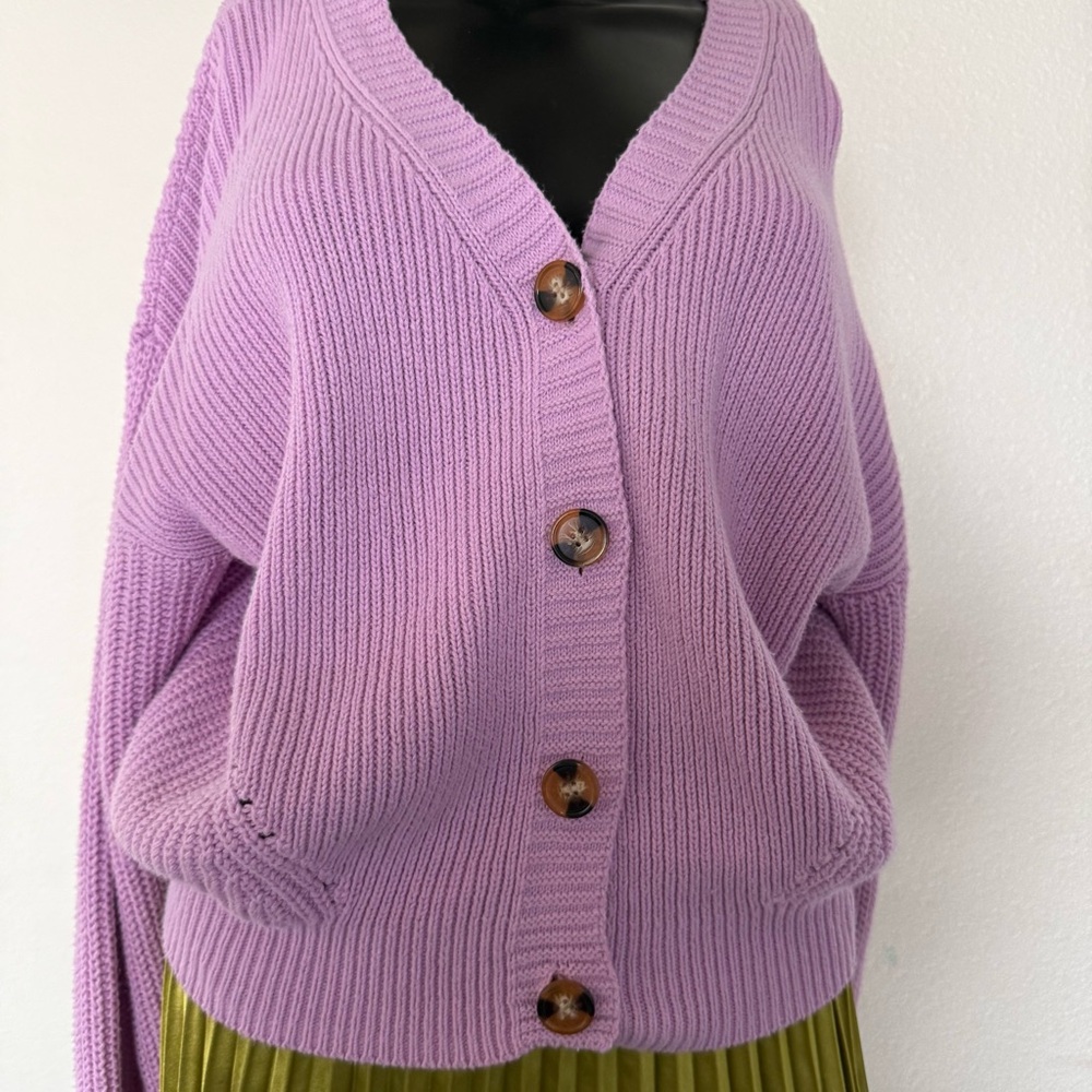 Time and Tru Lavender Button-Up Cardigan - Picture 3 of 11